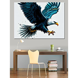 Uçan Kartal Renkli Arka Plan Dekoratif Kanvas - Mdf Ahşap Tablo 70x100 cm