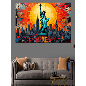 Özgürlük Heykeli Güneşi Dekoratif Kanvas - Mdf Ahşap Tablo 35x50 cm