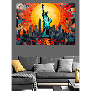 Özgürlük Heykeli Güneşi Dekoratif Kanvas - Mdf Ahşap Tablo 35x50 cm