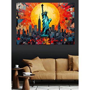 Özgürlük Heykeli Güneşi Dekoratif Kanvas - Mdf Ahşap Tablo