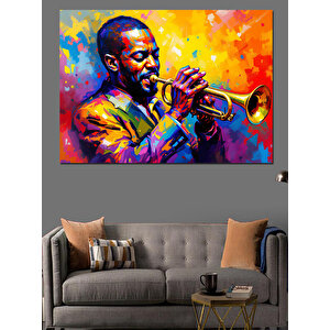 Caz Çalan Ünlü Trompetçi Dekoratif Kanvas - Mdf Ahşap Tablo 35x50 cm