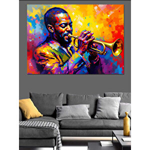 Caz Çalan Ünlü Trompetçi Dekoratif Kanvas - Mdf Ahşap Tablo