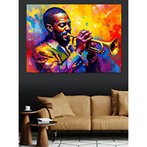 Caz Çalan Ünlü Trompetçi Dekoratif Kanvas - Mdf Ahşap Tablo