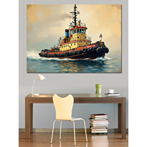 Renkli Kurtarma Gemisi Dekoratif Kanvas - Mdf Ahşap Tablo 50x70 cm