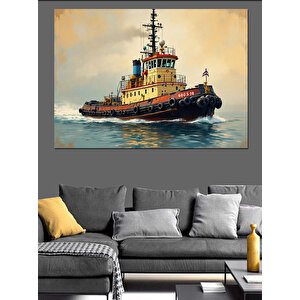 Renkli Kurtarma Gemisi Dekoratif Kanvas - Mdf Ahşap Tablo 50x70 cm