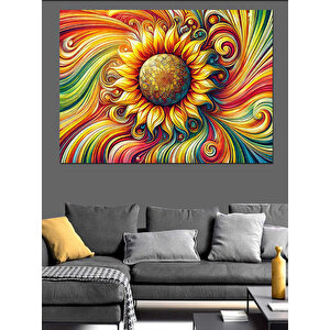 Renk Patlaması Güneş Sanatı Dekoratif Kanvas - Mdf Ahşap Tablo 70x100 cm