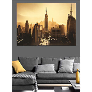 Empire State Binası Güneşli Dekoratif Kanvas - Mdf Ahşap Tablo 50x70 cm