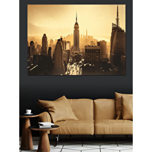 Empire State Binası Güneşli Dekoratif Kanvas - Mdf Ahşap Tablo 50x70 cm
