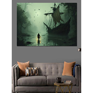 Karanlık Hayalet Gemi Dekoratif Kanvas - Mdf Ahşap Tablo
