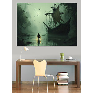 Karanlık Hayalet Gemi Dekoratif Kanvas - Mdf Ahşap Tablo