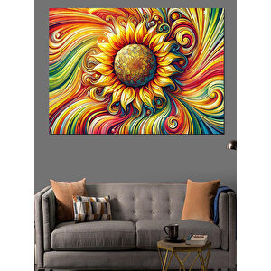 Renk Patlaması Güneş Sanatı Dekoratif Kanvas - Mdf Ahşap Tablo 100x140 cm