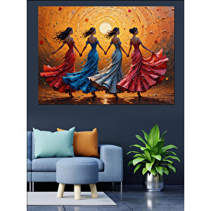 Güneşte Dans Eden Kadınlar Dekoratif Kanvas - Mdf Ahşap Tablo 35x50 cm