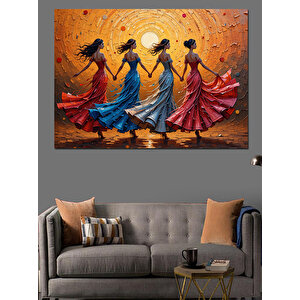 Güneşte Dans Eden Kadınlar Dekoratif Kanvas - Mdf Ahşap Tablo 100x140 cm