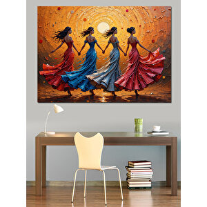 Güneşte Dans Eden Kadınlar Dekoratif Kanvas - Mdf Ahşap Tablo 100x140 cm