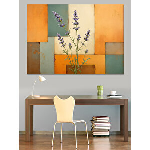 Geometrik Lavanta Deseni Dekoratif Kanvas - Mdf Ahşap Tablo