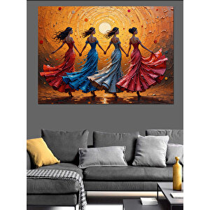 Güneşte Dans Eden Kadınlar Dekoratif Kanvas - Mdf Ahşap Tablo