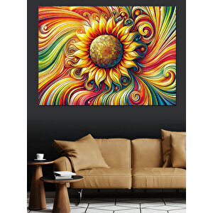 Renk Patlaması Güneş Sanatı Dekoratif Kanvas - Mdf Ahşap Tablo