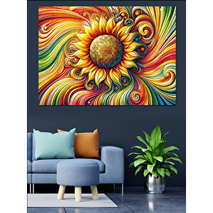Renk Patlaması Güneş Sanatı Dekoratif Kanvas - Mdf Ahşap Tablo