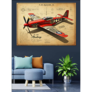 Eski Uçak Tasarımı Dekoratif Kanvas - Mdf Ahşap Tablo 25x35 cm