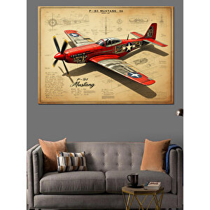 Eski Uçak Tasarımı Dekoratif Kanvas - Mdf Ahşap Tablo 25x35 cm