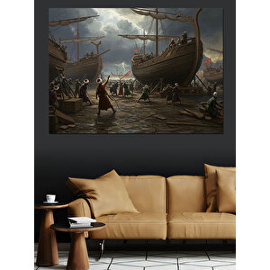 Tersanede Gemi Hazırlıkları Başladı Dekoratif Kanvas - Mdf Ahşap Tablo 35x50 cm