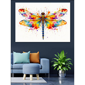 Renkli Uçan Yusufçuk Dekoratif Kanvas - Mdf Ahşap Tablo 35x50 cm