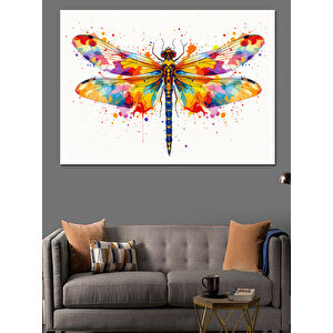 Renkli Uçan Yusufçuk Dekoratif Kanvas - Mdf Ahşap Tablo 35x50 cm