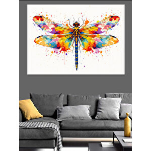 Renkli Uçan Yusufçuk Dekoratif Kanvas - Mdf Ahşap Tablo