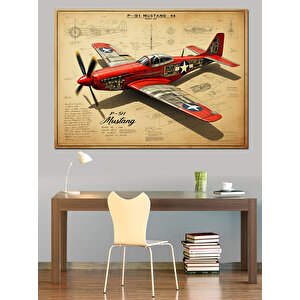 Eski Uçak Tasarımı Dekoratif Kanvas - Mdf Ahşap Tablo 50x70 cm