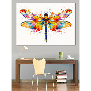 Renkli Uçan Yusufçuk Dekoratif Kanvas - Mdf Ahşap Tablo 50x70 cm