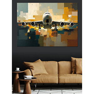 Pikselli Uçak Dekoratif Kanvas - Mdf Ahşap Tablo