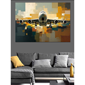 Pikselli Uçak Dekoratif Kanvas - Mdf Ahşap Tablo