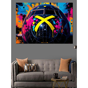 Neon Renkli Grafiti Gemi Dekoratif Kanvas - Mdf Ahşap Tablo