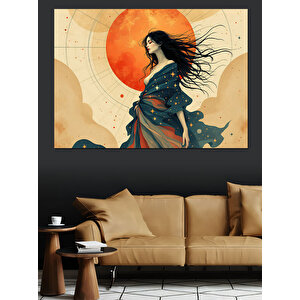 Güneşli Arkaplanda Kadın Silüeti Dekoratif Kanvas - Mdf Ahşap Tablo 70x100 cm