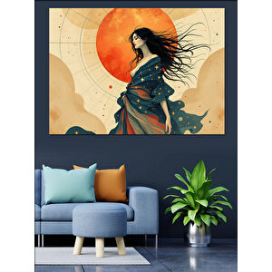 Güneşli Arkaplanda Kadın Silüeti Dekoratif Kanvas - Mdf Ahşap Tablo 70x100 cm