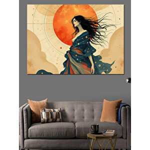 Güneşli Arkaplanda Kadın Silüeti Dekoratif Kanvas - Mdf Ahşap Tablo 70x100 cm