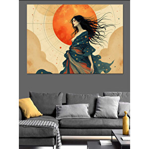 Güneşli Arkaplanda Kadın Silüeti Dekoratif Kanvas - Mdf Ahşap Tablo