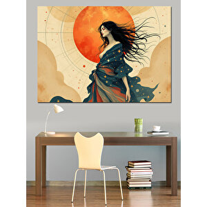 Güneşli Arkaplanda Kadın Silüeti Dekoratif Kanvas - Mdf Ahşap Tablo