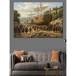 Karadan Gemileri Taşıma Dekoratif Kanvas - Mdf Ahşap Tablo