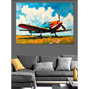 Bulutlar Üstünde Kırmızı Uçak Dekoratif Kanvas - Mdf Ahşap Tablo