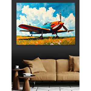 Bulutlar Üstünde Kırmızı Uçak Dekoratif Kanvas - Mdf Ahşap Tablo