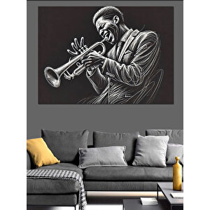 Trompet Çalan Cazcı Dekoratif Kanvas - Mdf Ahşap Tablo