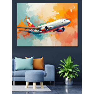 Bulutlar Arasında Uçak Yolculuğu Dekoratif Kanvas - Mdf Ahşap Tablo 100x140 cm