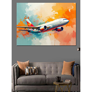Bulutlar Arasında Uçak Yolculuğu Dekoratif Kanvas - Mdf Ahşap Tablo 100x140 cm