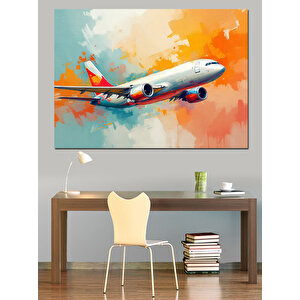 Bulutlar Arasında Uçak Yolculuğu Dekoratif Kanvas - Mdf Ahşap Tablo