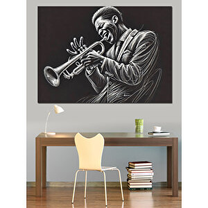 Trompet Çalan Cazcı Dekoratif Kanvas - Mdf Ahşap Tablo