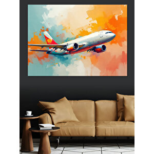 Bulutlar Arasında Uçak Yolculuğu Dekoratif Kanvas - Mdf Ahşap Tablo 25x35 cm