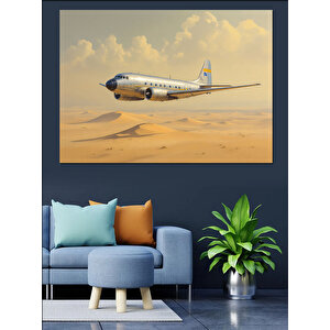 Çölde Uçan Uçak Dekoratif Kanvas - Mdf Ahşap Tablo 50x70 cm