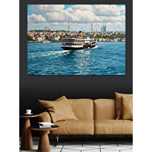 Boğazda Yolcu Gemisi Dekoratif Kanvas - Mdf Ahşap Tablo