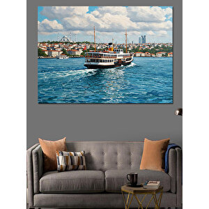 Boğazda Yolcu Gemisi Dekoratif Kanvas - Mdf Ahşap Tablo 100x140 cm